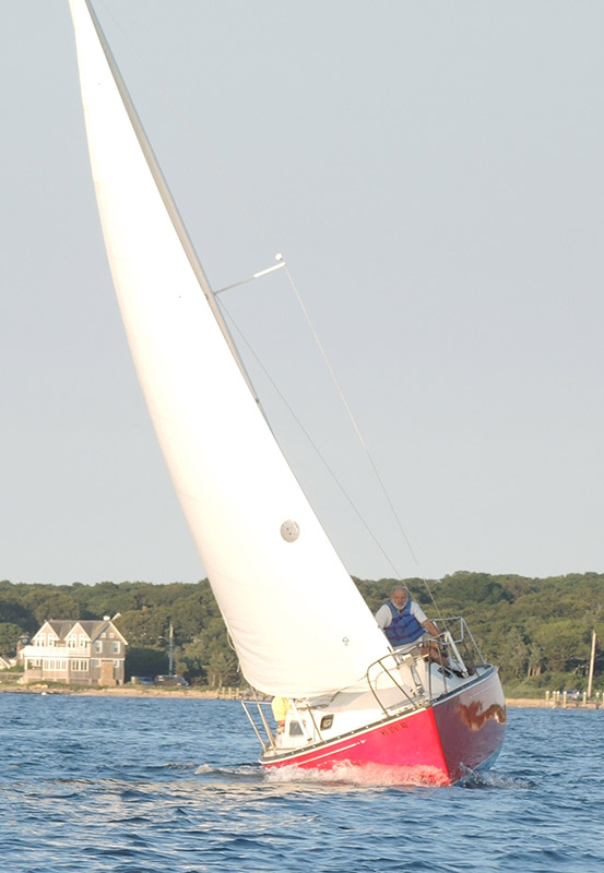 Roger Becker sailing Gloria.