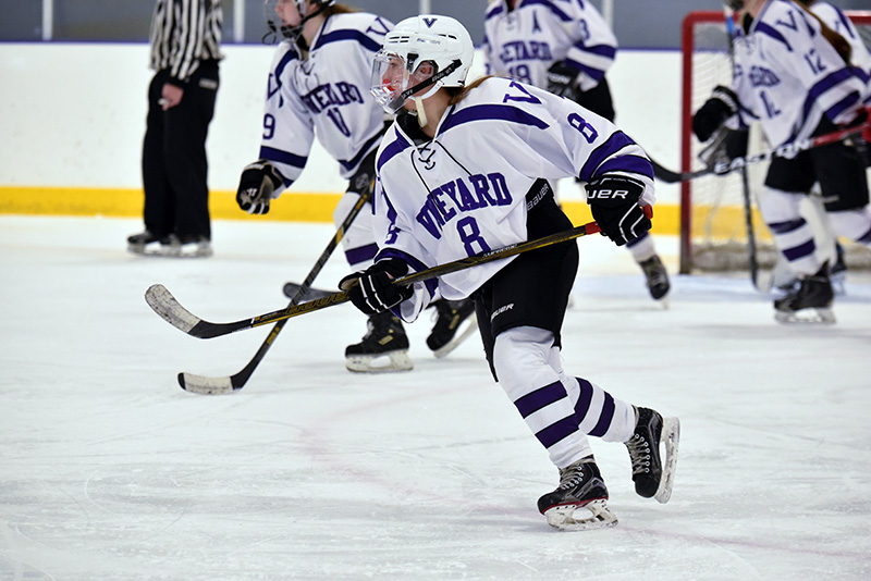 Freshman Ava BenDavid looks for a break out pass in the second period.