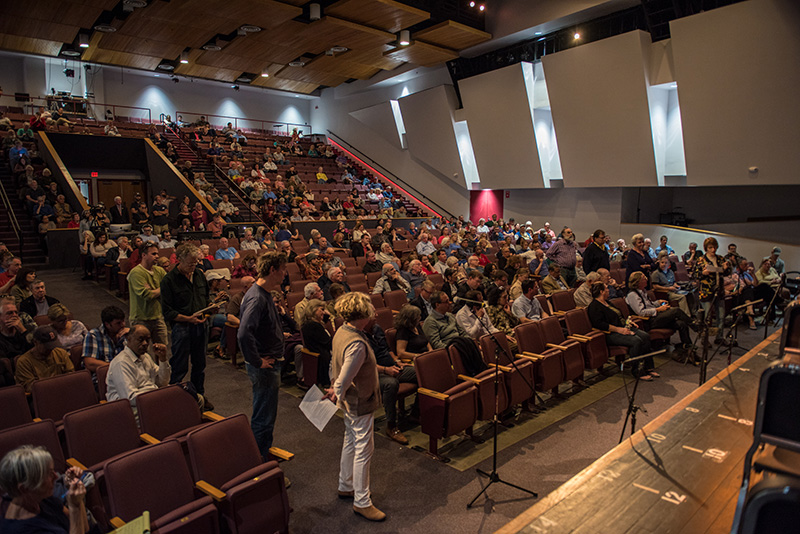The Performing Arts Center at the high school was full for the SSA meeting.