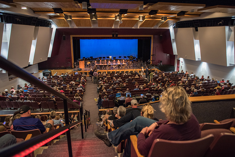 The Performing Arts Center at the high school was full for the SSA meeting.