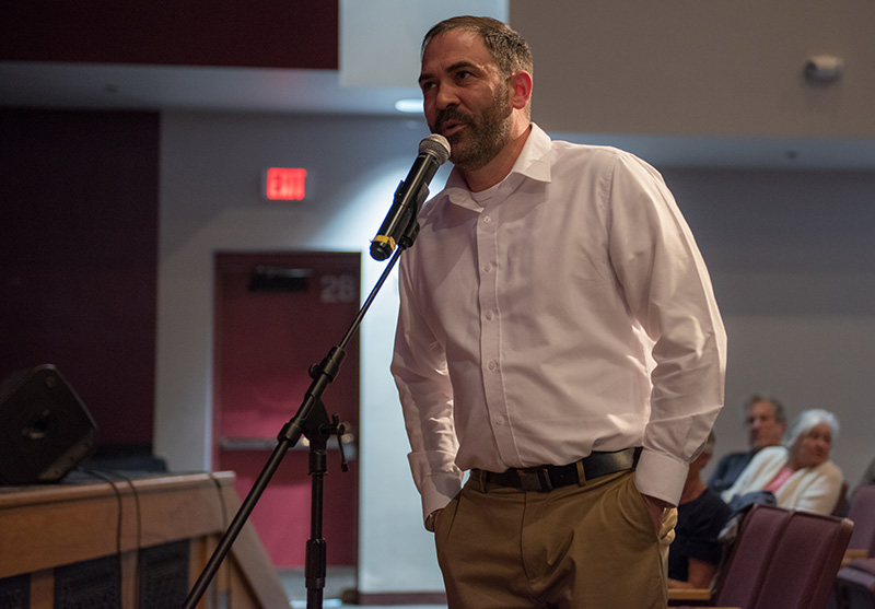 Oak Bluffs selectmen Brian Packish voiced his concerns at the meeting.