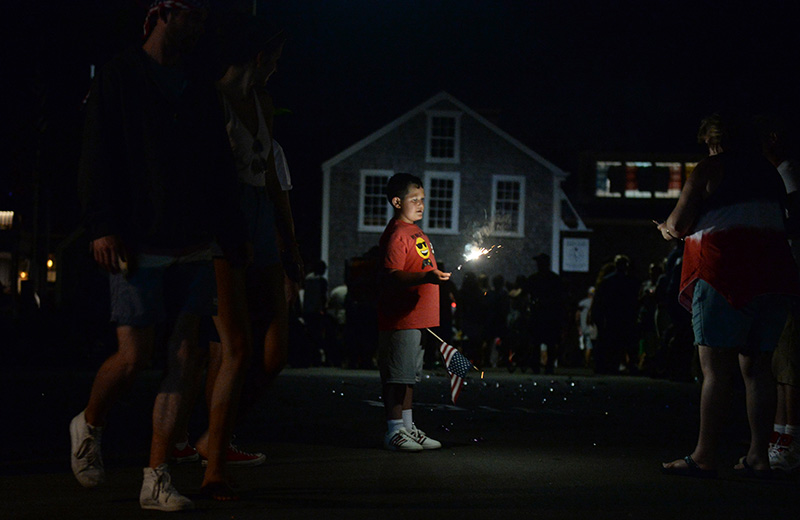 Sparklers are lit immediately following the end of the fireworks in Edgartown.