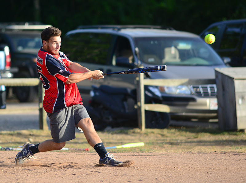 David Macias hits an RBI single for the Brewhas in the second inning.