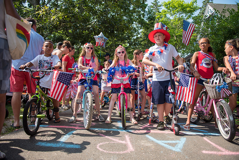 The frontlines of the kids parade wait at the starting line in the campground.