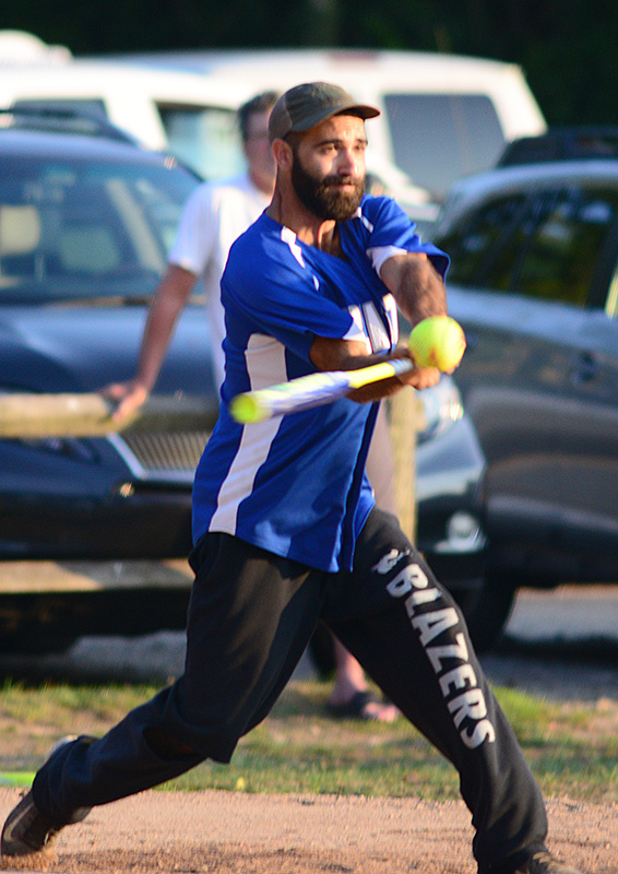 Ben Madeiras rips a single for the Blazers.