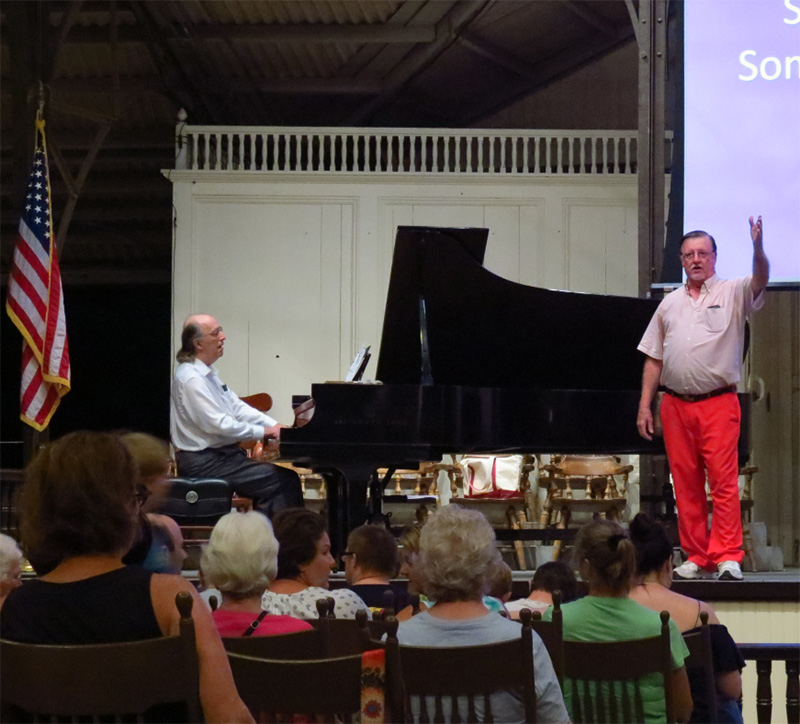 Community Sing music director Bob Cleasby, right, and pianist Stephan Young.