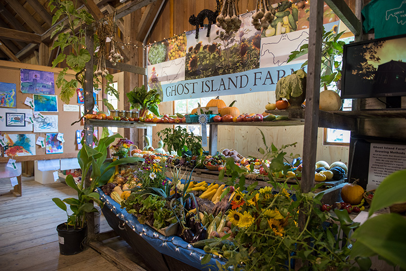 Ghost Island Farm’s produce display in the exhibit hall.