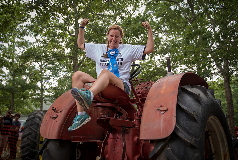 Jane Bollin, of Sandwich, competed in the tractor pull.