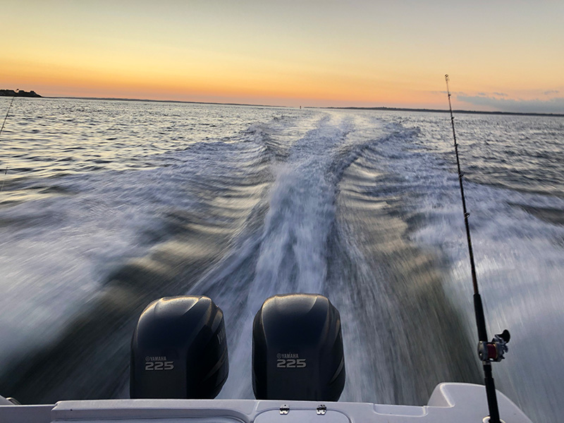 Fishing at sunset.