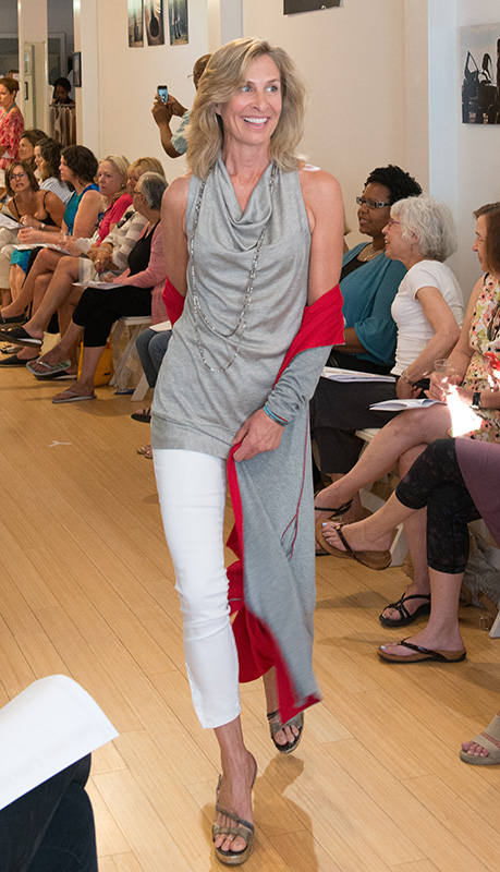 Lucia Haygood – Reversible Red Fold Coat – Yoga Jeans – Silk Rib