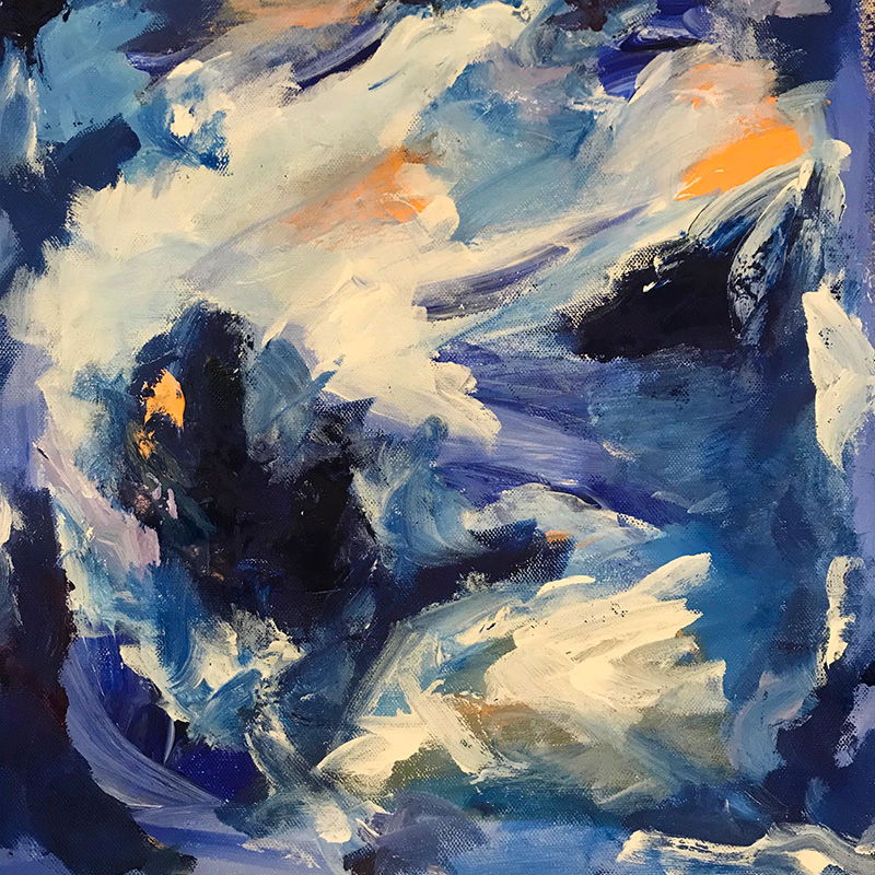 “Untitled 1” Acrylic with some oil on canvas, 12 x 12 inches.