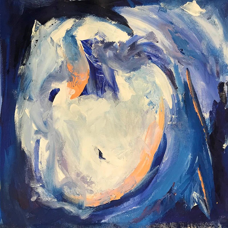 “Untitled 2” Acrylic with some oil on canvas, 12 x 12 inches.