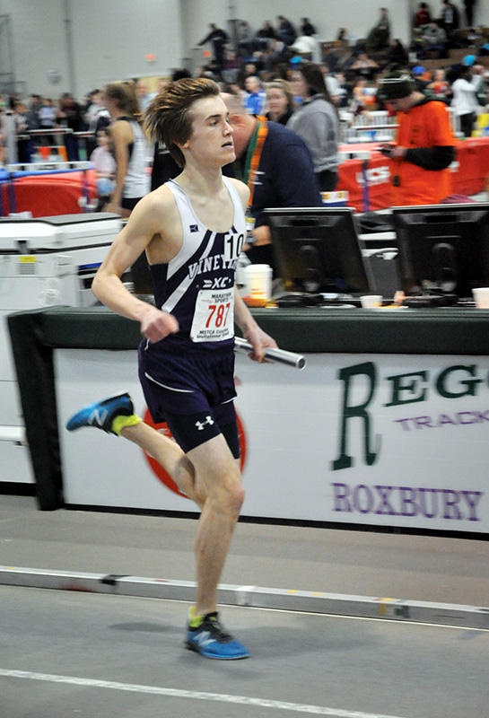 Peter Burke anchored the 4 x 800 relay.