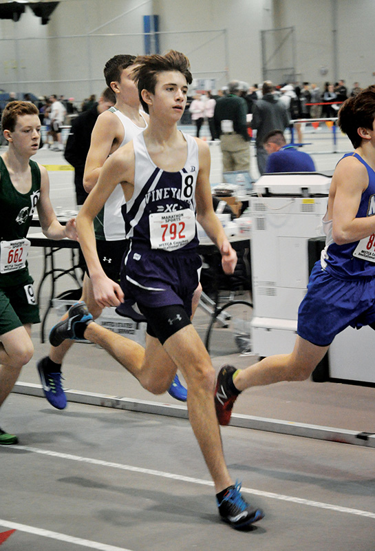 Zach Utz on his way to an 11th-place finish in the mile.
