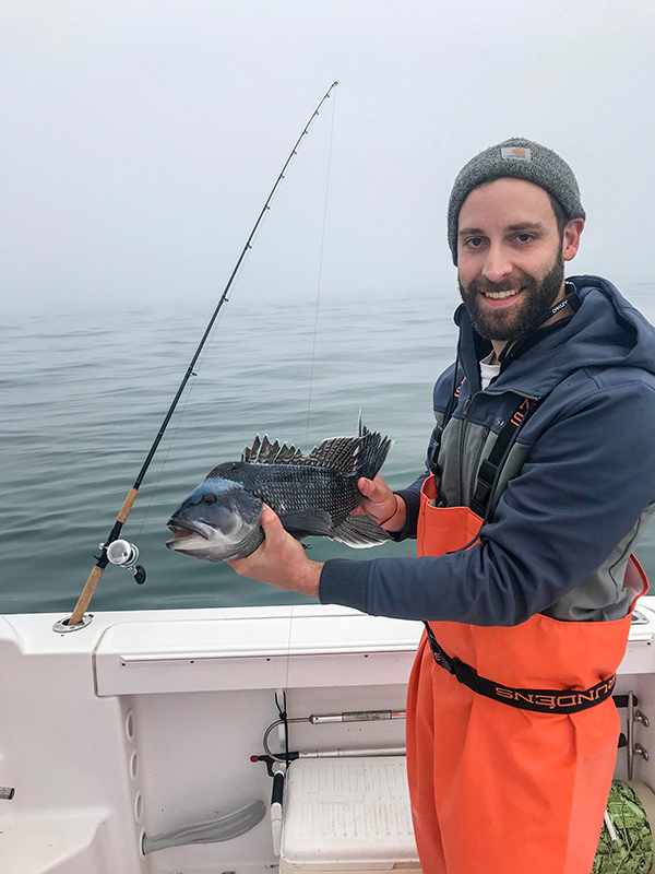 Gavin Smith with a black sea bass.