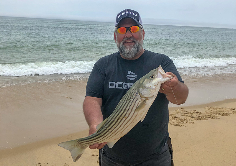 Jamie Golden with a nice striped bass.