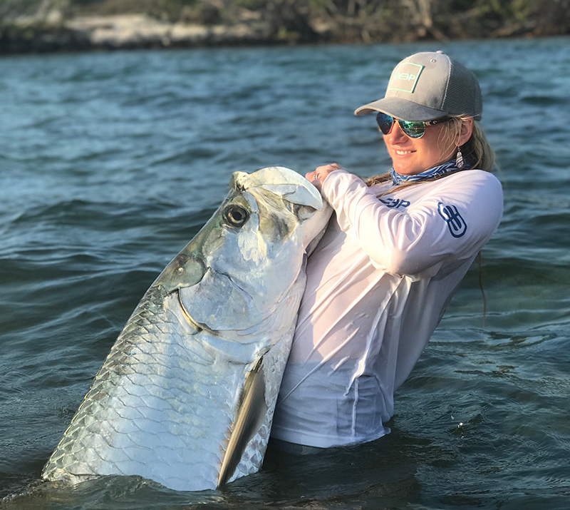 Rogers with a 150 pound tarpon caught and released in the Florida Keys.
