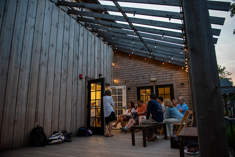 The crowd spilled out to the porch for the McCullough talk on Sunday night.