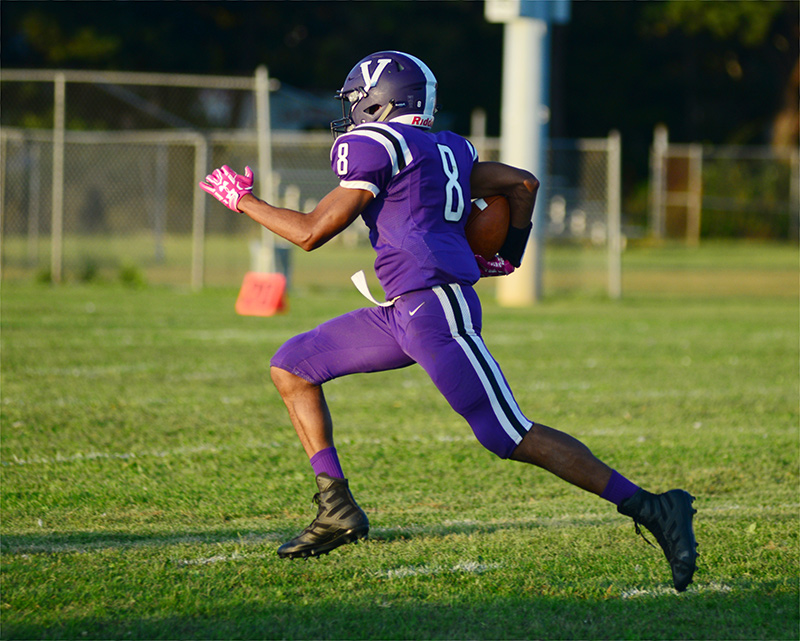 Ty Mathew runs for the endzone on an 80-yard kickoff return.