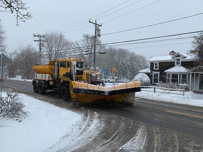A snowplow makes it’s way through West Tisbury.