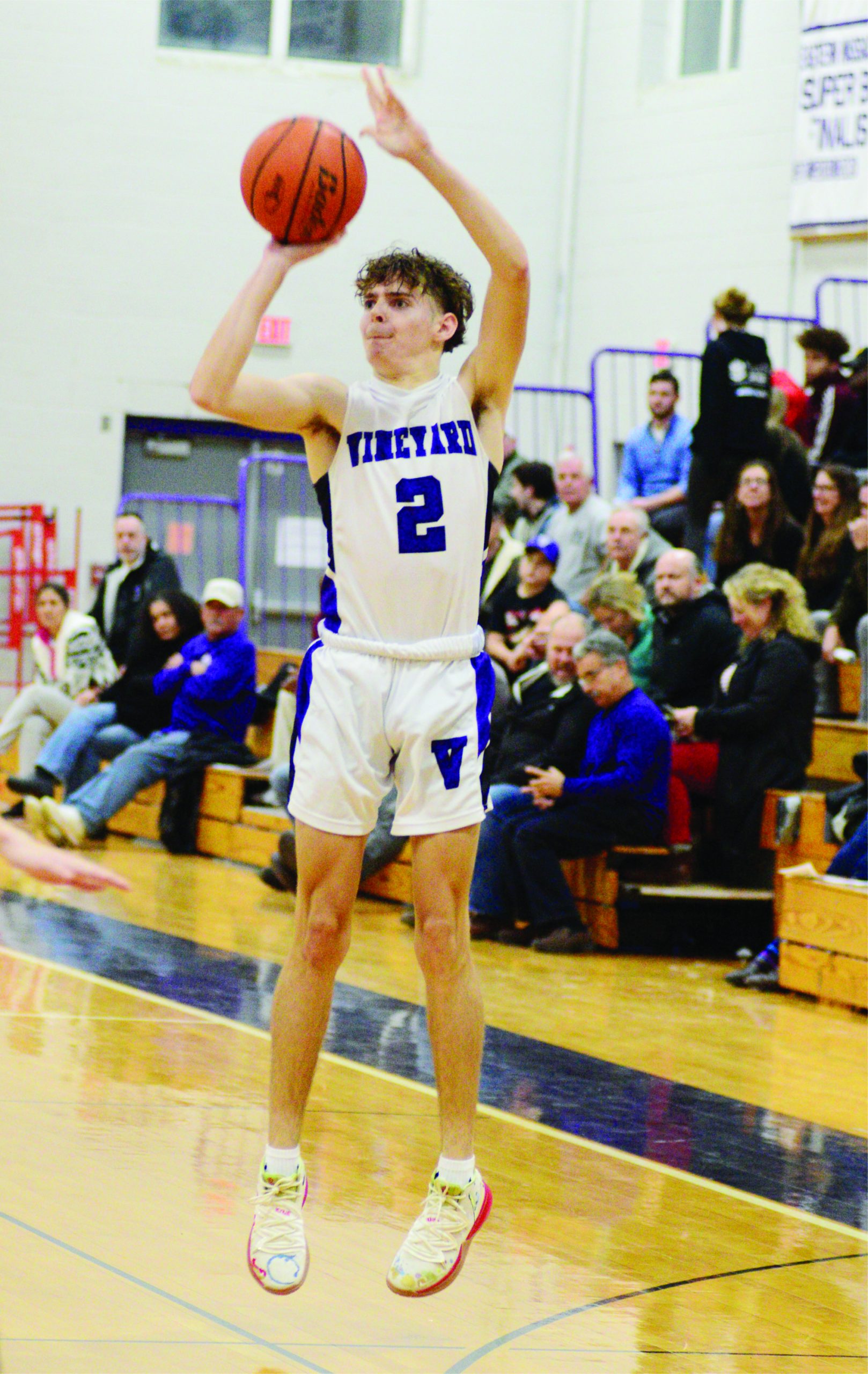 Aiden Rogers sets for a jumper during a game earlier this season.
