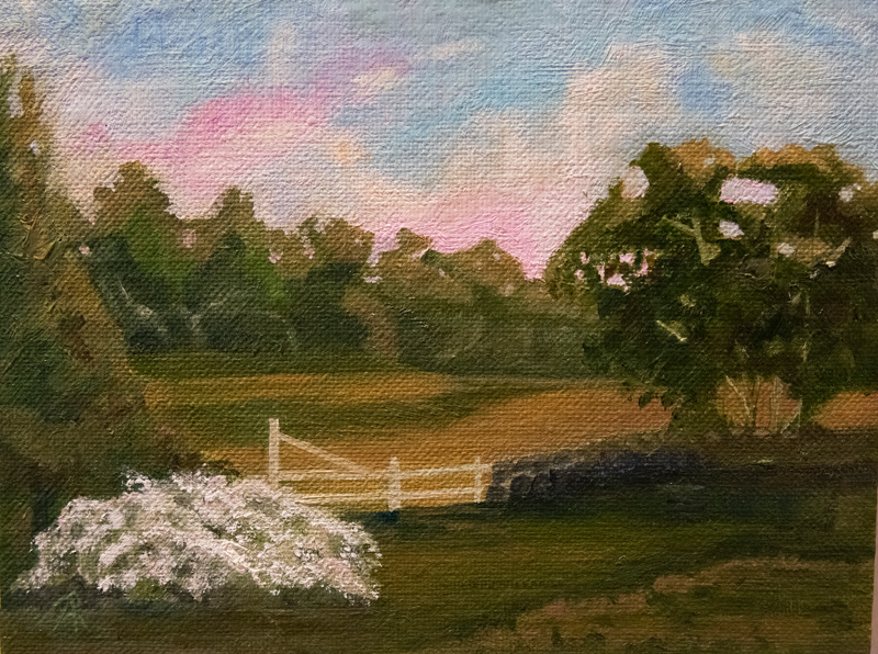 “Twilight on Fence,” Oil on Linen.