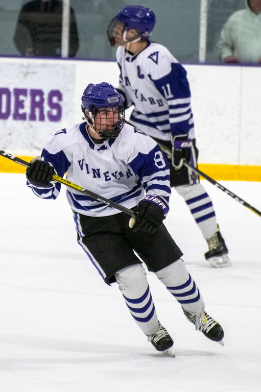 Sophomore forward Cam Geary goes after a Bishop Stang defense.
