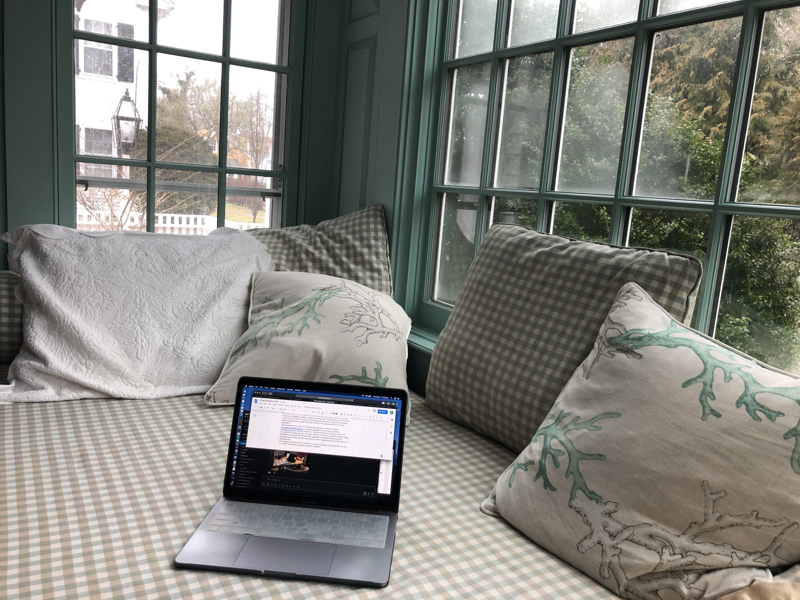 Reporter Brian Dowd’s sunny workspace.