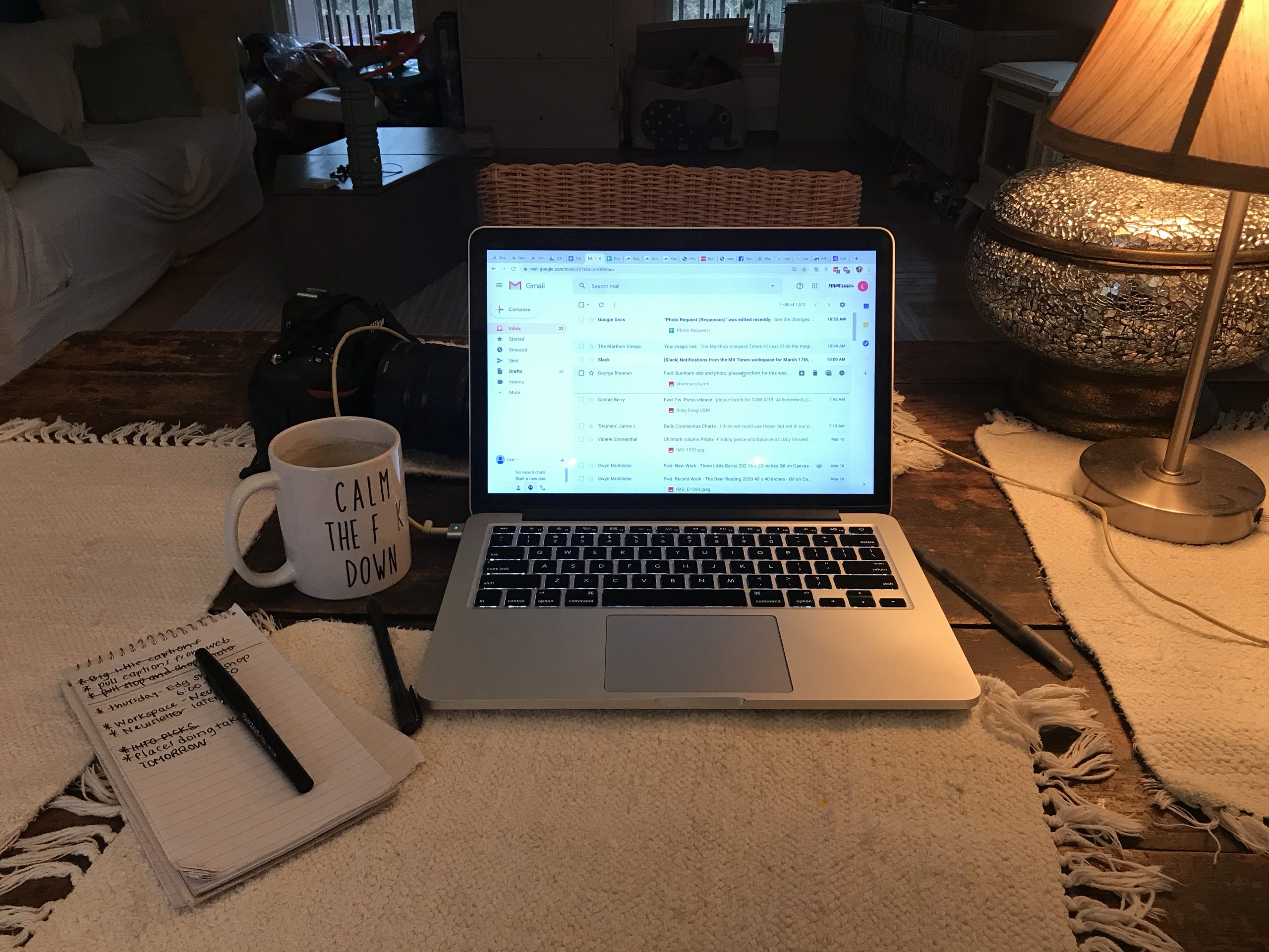 Photo Editor Lexi Pline’s kitchen-table-turned-office.