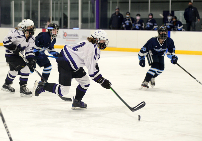 Paige Anderson bears down on the Sandwich goal.