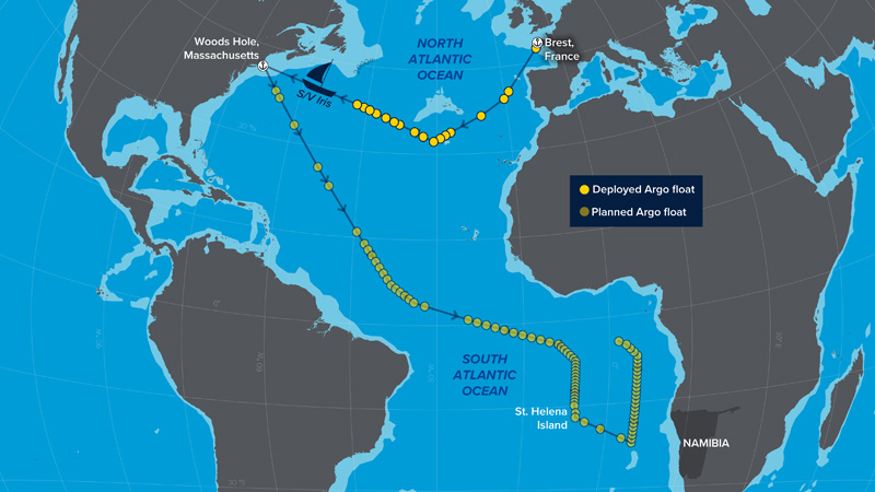 The path of Iris from France to the coast of Africa.