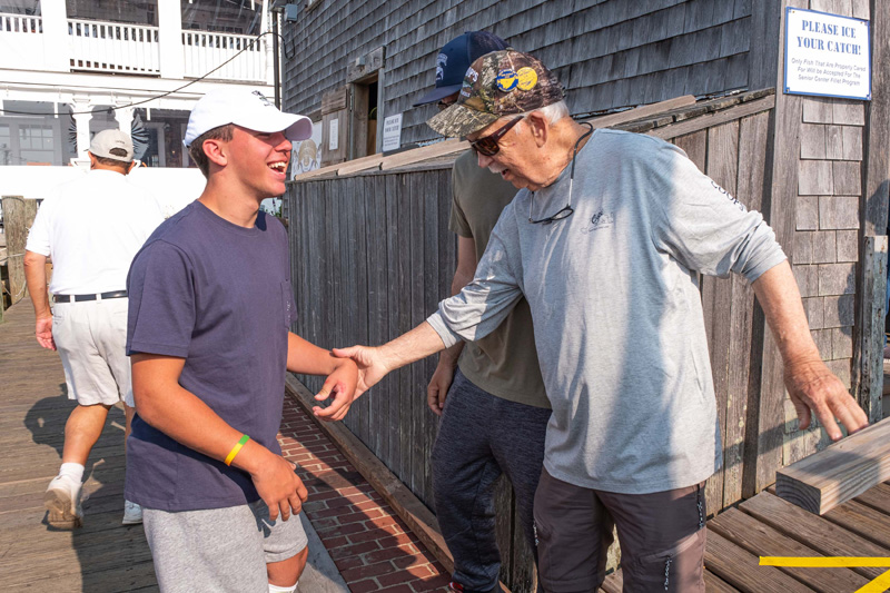 Finn showed Cooper Gilkes the blisters he got while catching a brown shark.