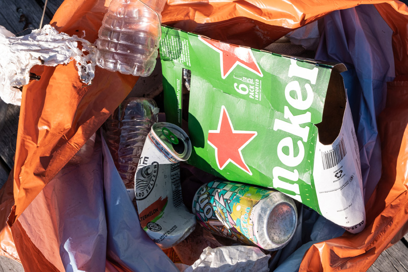 In just a few minutes, one can pick up a bagful of discarded items.