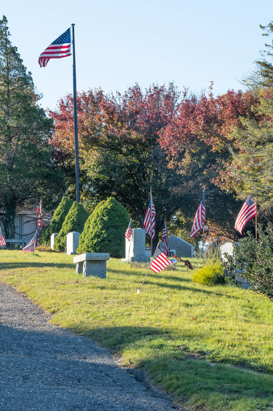 Beautiful flags adorn the Oak Grove Cemetery.