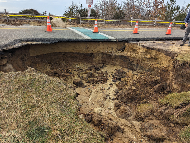 A sinkhole occurred on Atlantic Drive