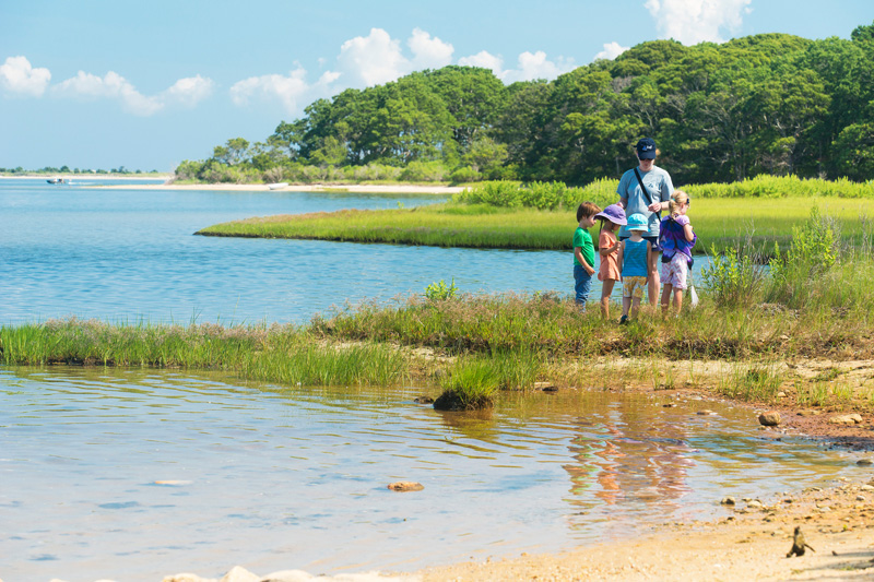 Camp group down by the shore.