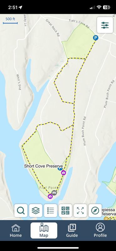 Before and after TrailsMV screenshots of Short Cove Preserve trail system.