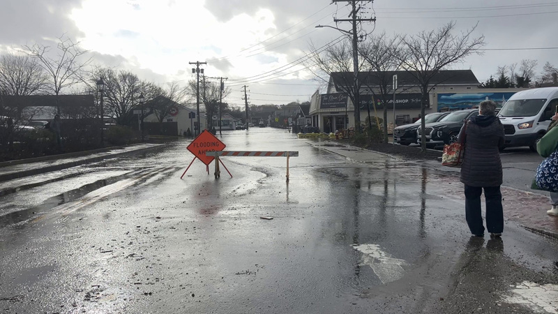 A warning sign on Water Street.