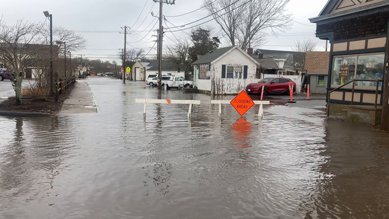 Flooding on Lagoon Pond Road, before Five Corners.