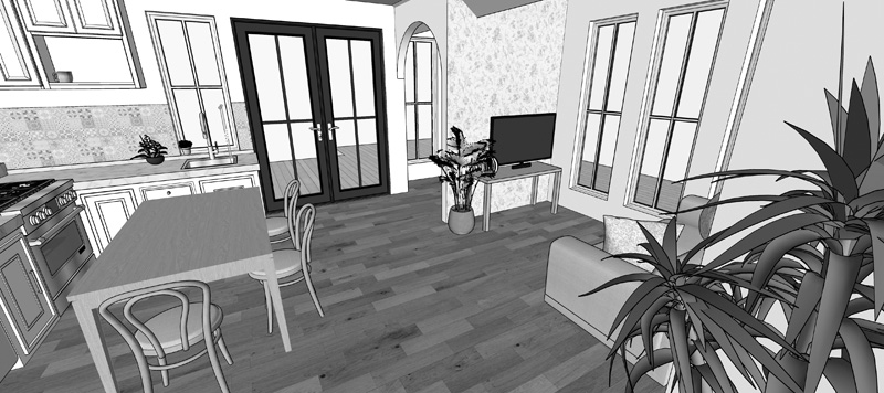Leela Khelalfa_Livingroom and Kitchen_500 sq ft House_Design & Architecture