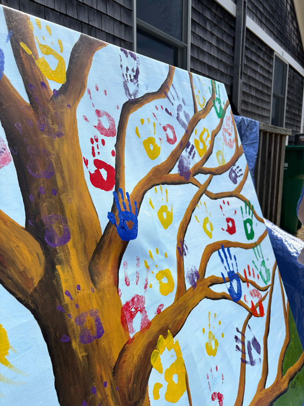 The hand paint tree at the May Day festival.