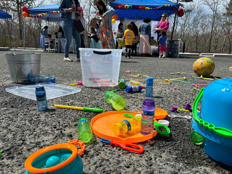 A mess of toys at the end of the May Day event at the OB community Center.