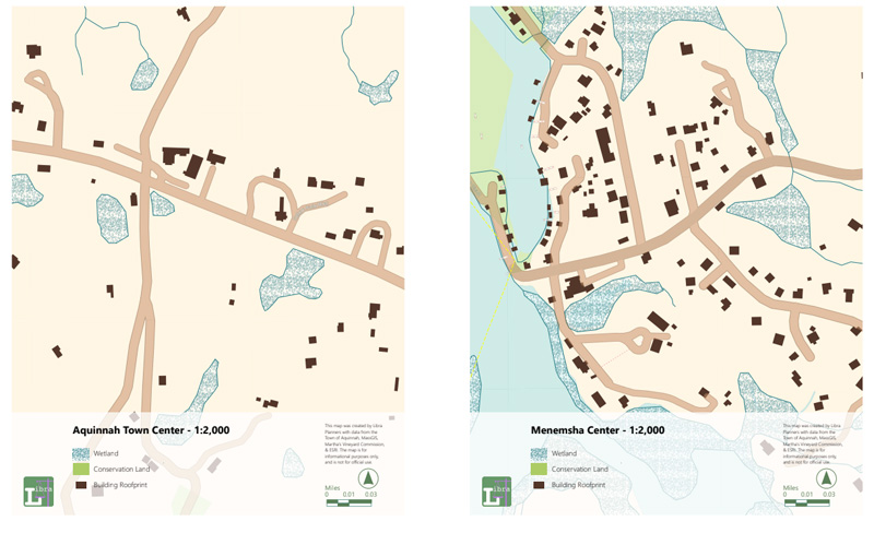 Aquinnah Town Center building density compared with Menemsha.