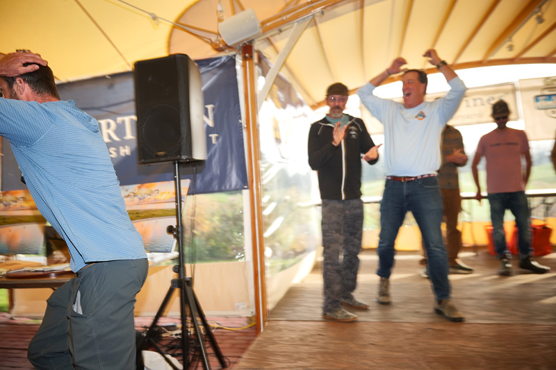 Sam Bell runs off as his key unlocks the derby grand prize.