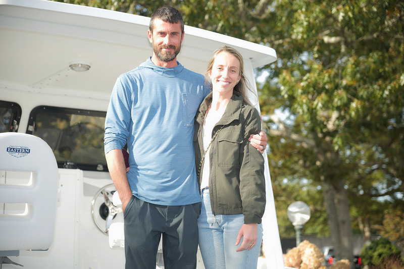 Sam Bell and wife on new 22-foot Sisu boat.