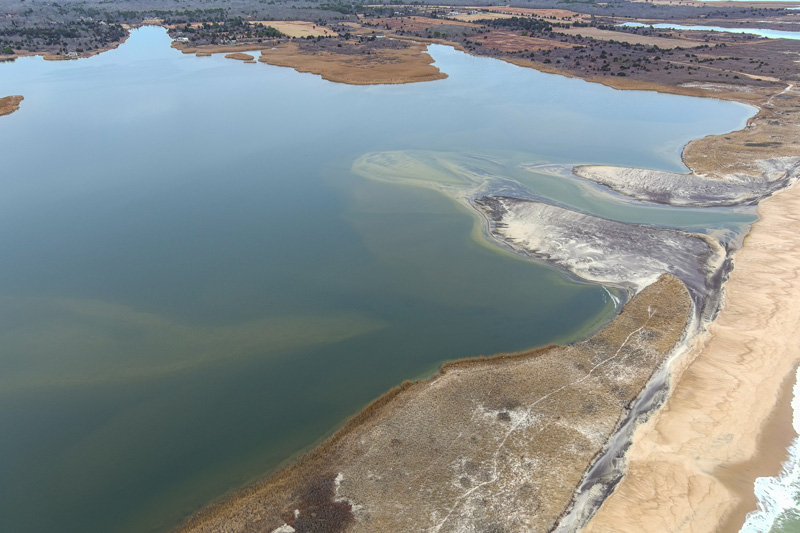 Drone footage of the channel between the chops 2024.