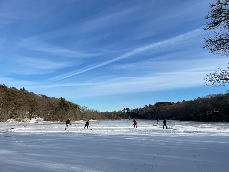 Islanders skating on Duarte’s Pond in West Tisbury.