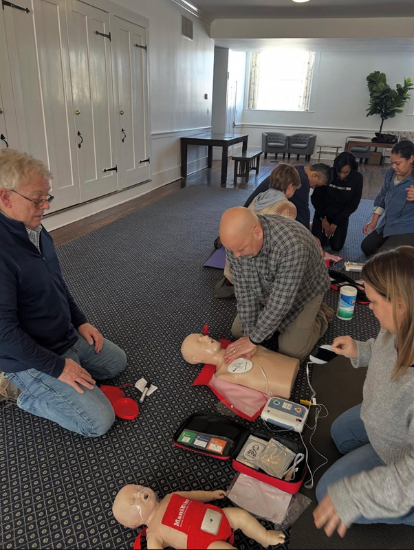 Employees at the Vineyard Preservation Trust receive CPR training