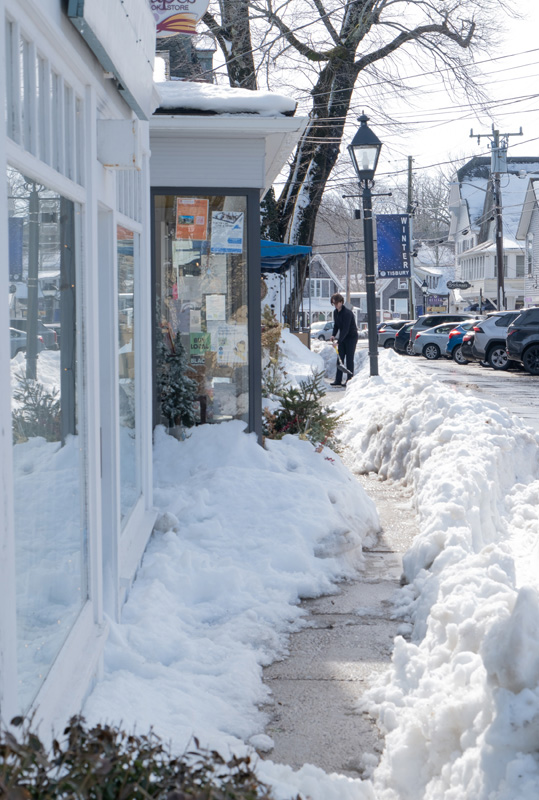 Shoveling out on Main Street in Vineyard Haven.